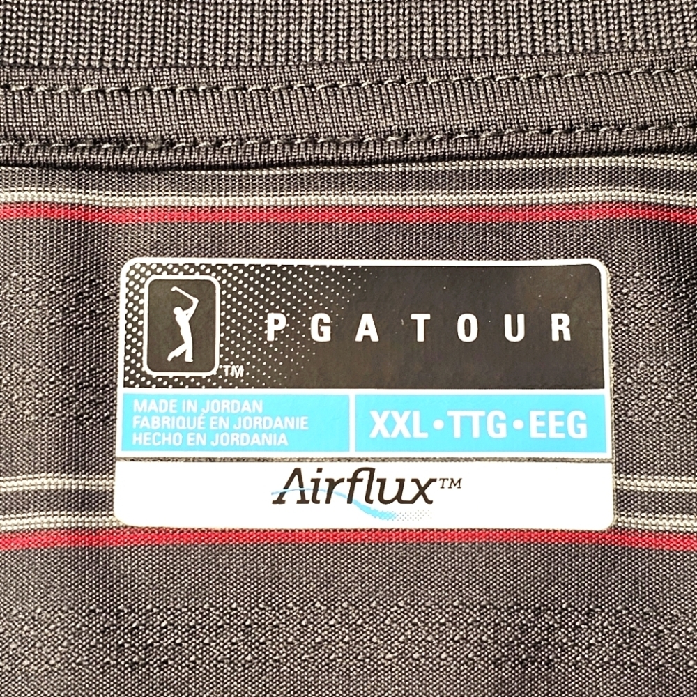 PGA Tour Mens Airflux Gray Stripe Polyester Short Sleeved Polo Shirt Size XXL - Picture 5 of 6